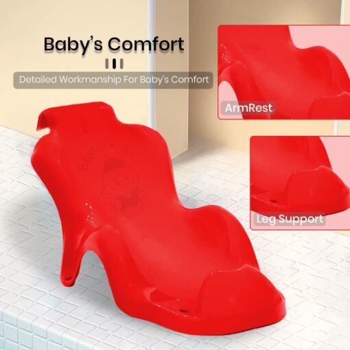 StarAndDaisy Smart Clean, Super Comfortable Baby Bather with Anti Slip - Baby Bath Tub for Newborn/Infants for 0-9 Months Baby (Red) - Image 4