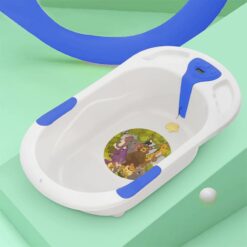 StarAndDaisy Baby Bath Tub with Temperature Sensor and Wheels for New Born Baby - White & Blue