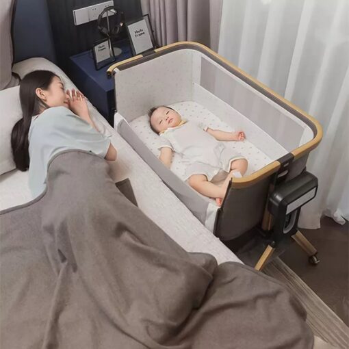 StarAndDaisy Co-Glide Electric Automatic Baby Cradle Swing, Cradle Co-Sleeper Baby Cradle With Multi-Height Adjustment, Stylish Wood Finish Legs, Mosquito Net Protection For Newborn Baby to 2 Years - Image 4