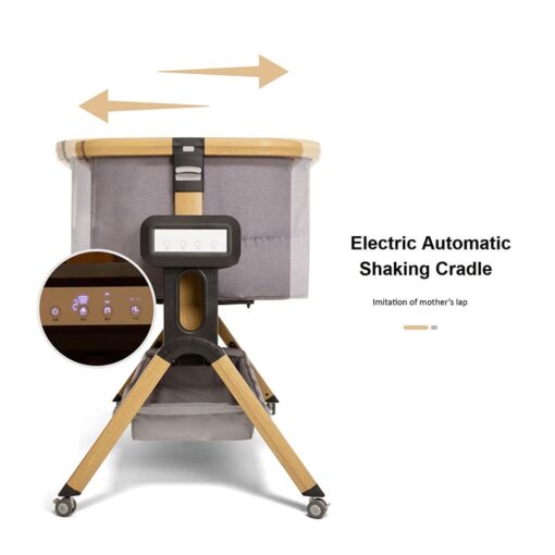 StarAndDaisy Co-Glide Electric Automatic Baby Cradle Swing, Cradle Co-Sleeper Baby Cradle With Multi-Height Adjustment, Stylish Wood Finish Legs, Mosquito Net Protection For Newborn Baby to 2 Years - Image 5