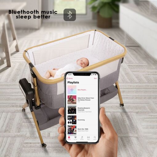 StarAndDaisy Co-Glide Electric Automatic Baby Cradle Swing, Cradle Co-Sleeper Baby Cradle With Multi-Height Adjustment, Stylish Wood Finish Legs, Mosquito Net Protection For Newborn Baby to 2 Years - Image 6
