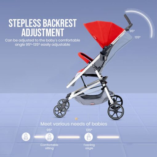Stepless Backrest Adjustment Baby Stroller