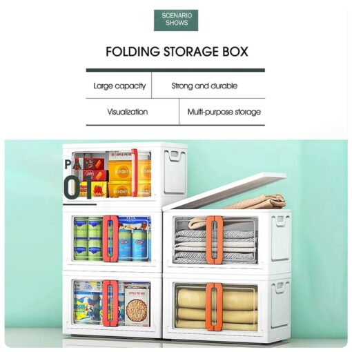 StarAndDaisy Clear Plastic Foldable Stackable Toys Storage Box with Double Door Front Opening - No Assembly Required, Ideal for Kids' Wardrobe Organization and Storage (1 Stackable Cuboids | Assorted Color) - Image 6