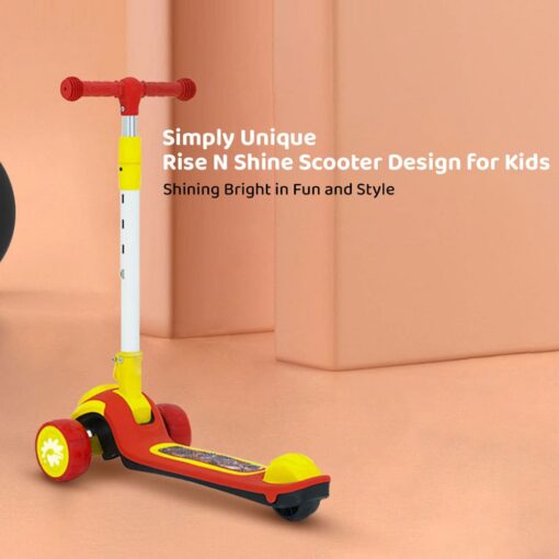 StarAndDaisy Rise 'n' Shine Kids Scooter with LED Light-Up Deck & Wheel with Music for 3 to 12 Year Kids - Red Yellow - Image 3