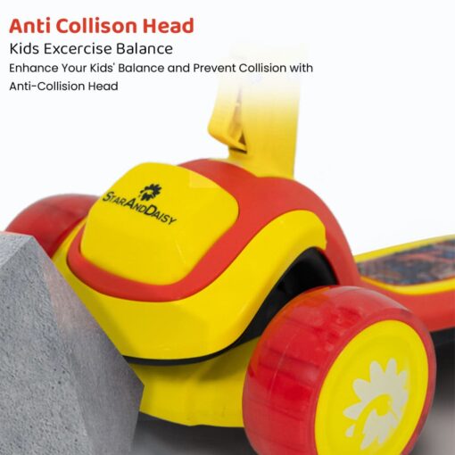 StarAndDaisy Rise 'n' Shine Kids Scooter with LED Light-Up Deck & Wheel with Music for 3 to 12 Year Kids - Red Yellow - Image 5