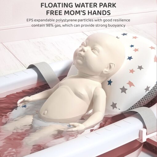 StarAndDaisy Smart Anti-Slip Foldable Collapsible Baby Bathtub With Temperature Meter and Cushion for Newborn Toddler (Red) - Image 12