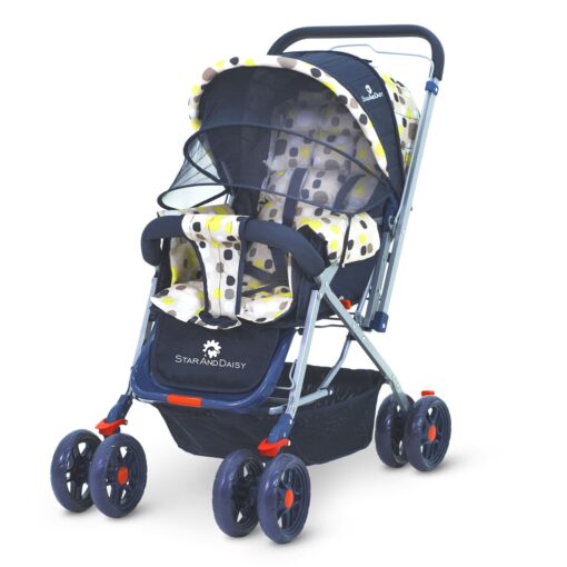 StarAndDaisy Sunrise Baby Stroller and Pram with Extended Mosquito Net and Ultra Soft Cushions & Reversible Handlebar