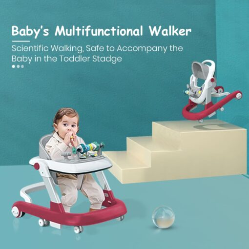 StarAndDaisy Tiny Steps Baby walker 2-in-1 Infant & Baby Activity Walker - Seated or Walk-Behind (Maroon) - Image 2