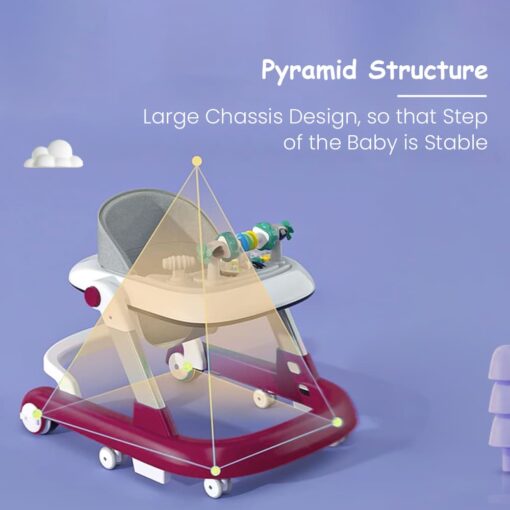 StarAndDaisy Tiny Steps Baby walker 2-in-1 Infant & Baby Activity Walker - Seated or Walk-Behind (Maroon) - Image 4