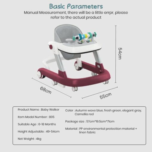 StarAndDaisy Tiny Steps Baby walker 2-in-1 Infant & Baby Activity Walker - Seated or Walk-Behind (Maroon) - Image 8