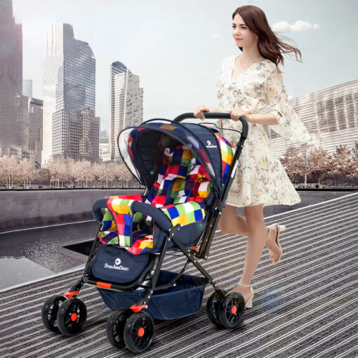 StarAndDaisy Sunrise Baby Stroller and Pram with Extended Mosquito Net and Ultra Soft Cushions & Reversible Handlebar (Prism Multicolor) - Image 2