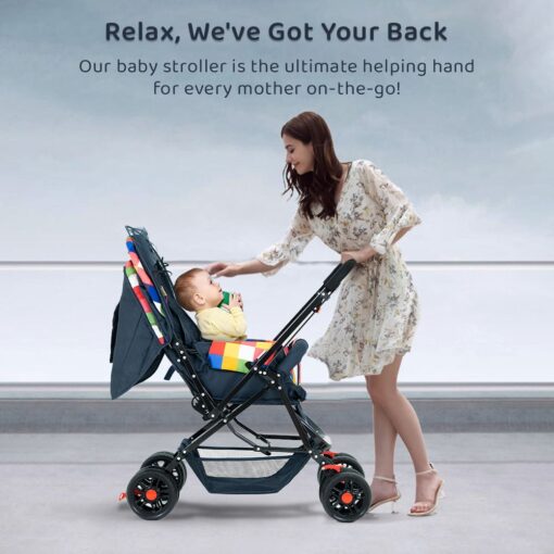 StarAndDaisy Sunrise Baby Stroller and Pram with Extended Mosquito Net and Ultra Soft Cushions & Reversible Handlebar (Prism Multicolor) - Image 5