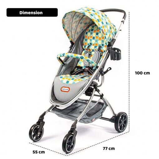 Premium Ultra Lightweight Baby Stroller for Travel - Foldable Stroller with Adjustable Backrest & Canopy, 5-Point Safety Belt & 360° Front Wheels - International Series - (Round Handle Bar | Multicolor | LT102)