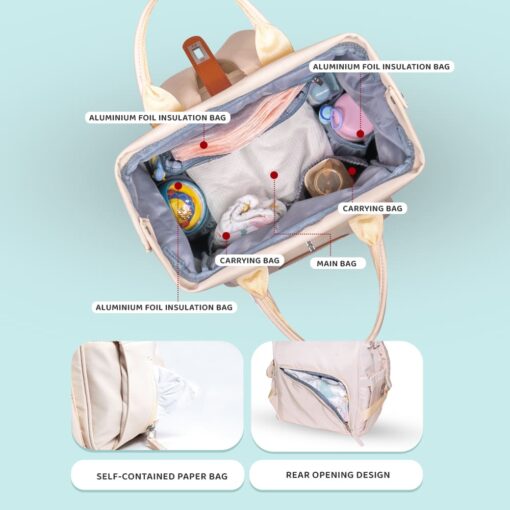 StarAndDaisy Baby Diaper Bag With Ample Space, Multiple Compartments, And Insulated Pockets For Modern Parents (Ultima – Beige)