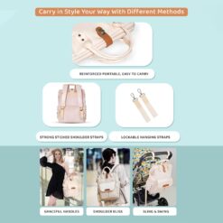 StarAndDaisy Baby Diaper Bag With Ample Space, Multiple Compartments, And Insulated Pockets For Modern Parents (Ultima – Beige)