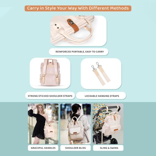 StarAndDaisy Baby Diaper Bag With Ample Space, Multiple Compartments, And Insulated Pockets For Modern Parents (Ultima – Beige)
