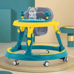 StarAndDaisy Multifunctional Intelligent Early Education Baby Walker with Toy tray (Blue & Yellow)