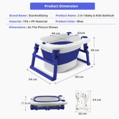 Bathing Tub For Newborn Baby, Vertical Bath Tub with Cushion, Newborn Comfort to Toddler Fun (Blue) – StarAndDaisy