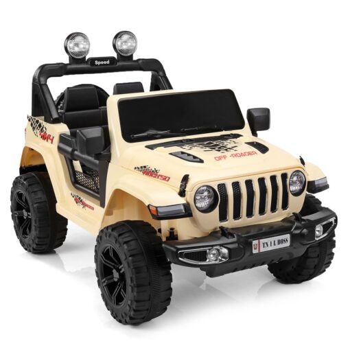 StarAndDaisy SUV Kids Jeep with LED Light, USB & Music - Rechargeable Battery Operated Electric Kids Car Jeep - Beige - Image 3
