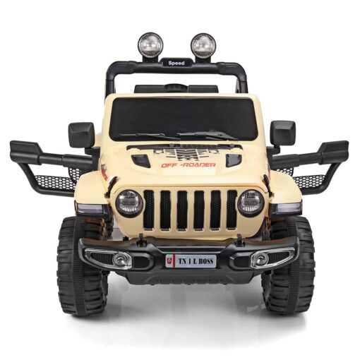 StarAndDaisy SUV Kids Jeep with LED Light, USB & Music - Rechargeable Battery Operated Electric Kids Car Jeep - Beige - Image 4