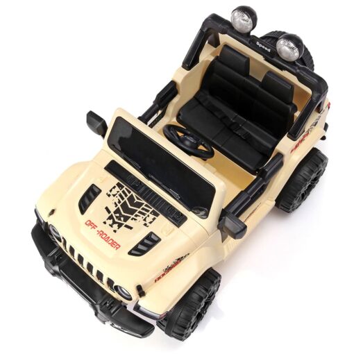 StarAndDaisy SUV Kids Jeep with LED Light, USB & Music - Rechargeable Battery Operated Electric Kids Car Jeep - Beige - Image 7