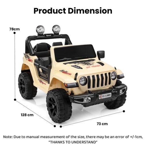 StarAndDaisy SUV Kids Jeep with LED Light, USB & Music - Rechargeable Battery Operated Electric Kids Car Jeep - Beige - Image 8