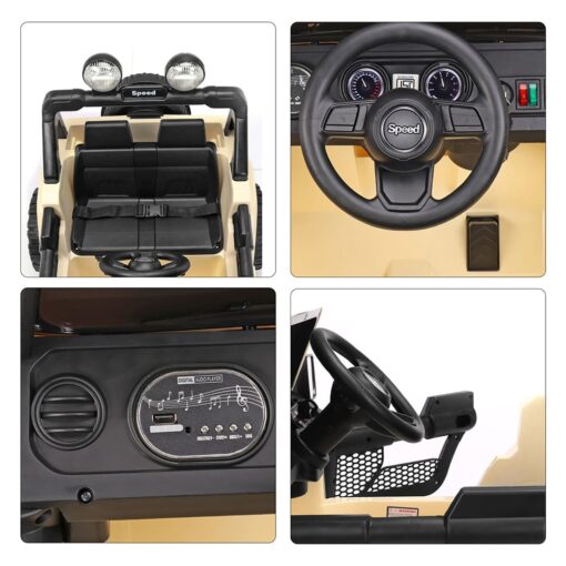StarAndDaisy SUV Kids Jeep with LED Light, USB & Music - Rechargeable Battery Operated Electric Kids Car Jeep - Beige - Image 9