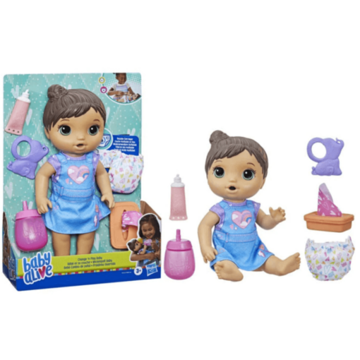 Baby Alive Change Play Baby Doll - Doll Drinks and Wets, Comes with Reusable Cloth Diaper, 12-Inch Doll with Brown Hair for Girls, Toy for Girls Ages 3 Years and Up (F4151) - Image 2