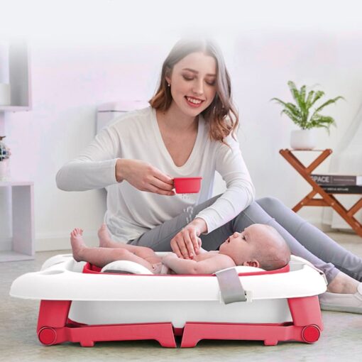 Bathing Tub For Newborn Baby, Vertical Bath Tub with Cushion, Newborn Comfort to Toddler Fun (Pink) - StarAndDaisy - Image 2