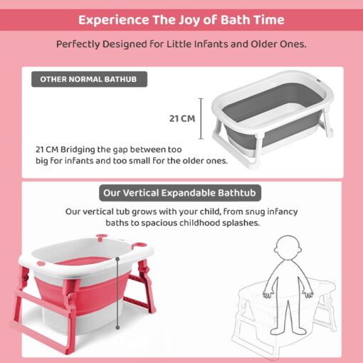 Bathing Tub For Newborn Baby, Vertical Bath Tub with Cushion, Newborn Comfort to Toddler Fun (Pink) - StarAndDaisy - Image 6