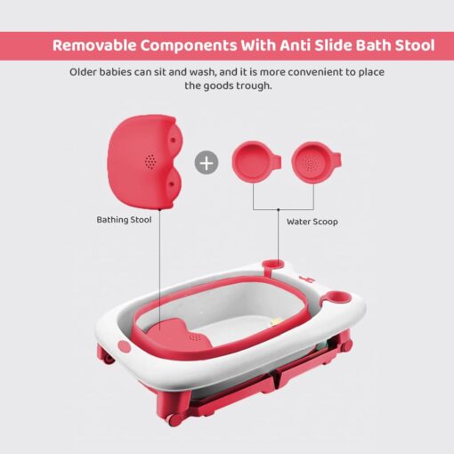 Collapsible Bath Tub For Newborn - Baby Vertical Bath Tub with Stool, Newborn Comfort to Toddler Fun (Pink) - StarAndDaisy - Image 6