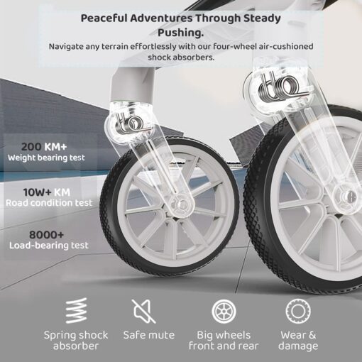 Chariot Foldable Stroller For Baby, Travel-friendly Pram for Infants with Bassinet, Newborn Baby Stroller with Dual Direction and Adjustable Backrest - Baby Stroller Pram Age 0 to 3 Year (Q7- Bright Silver) - StarAndDaisy - Image 9