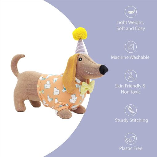 Mi Arcus Dapper Knitted Dog, Soft Toy Dog for Baby Girl and Boy 45x35 cm Dapper Animal Stuffed Plush Toys for Kids - Image 6