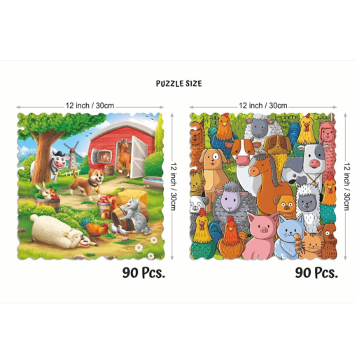 Unik Play Go Crazy Farm Friends Jigsaw Puzzle -  Set of 2 Puzzles Game for Kids Ages 6 and Up, Unique Farm Friends Toy Gift - Image 2