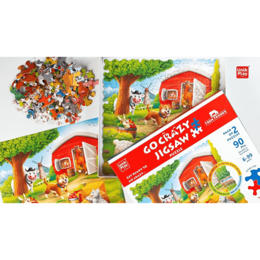 Unik Play Go Crazy Farm Friends Jigsaw Puzzle -  Set of 2 Puzzles Game for Kids Ages 6 and Up, Unique Farm Friends Toy Gift - Image 5
