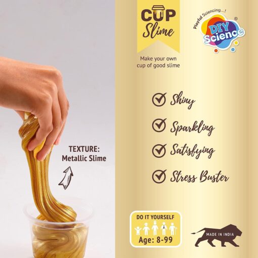 Diy Science Golden Jewel Slime Kit for Kids - Scented Slime Glitter Glue and Activator Gel with Golden Pigment,  Make Shiny and Stretchy Metallic Slime for Boys and Girls Age 8 Year to Above - Image 3