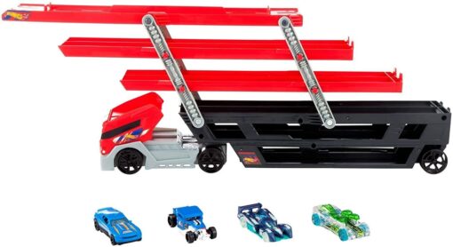 Hot Wheels Mega Hauler Truck includes 4 Die-cast Cars (Multicolor) - Image 2