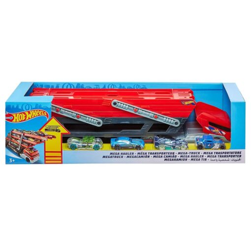 Hot Wheels Mega Hauler Truck includes 4 Die-cast Cars (Multicolor) - Image 4