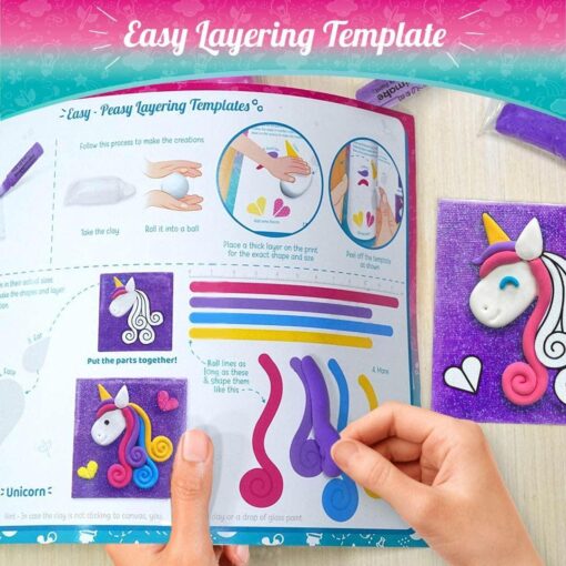 Imagimake Clay Murals - Unicorn - Modelling Clay & Glass Paint, 5 Designs Art & Craft Kit, Age 5 Years+ - Image 3