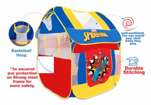 Itoys Marvel Spiderman Pop Up Tent, Foldable Big Pop-Up Playhouse Tent for Kids, Toddler and Baby, Indoor & Outdoor theme Play Tent - Image 3