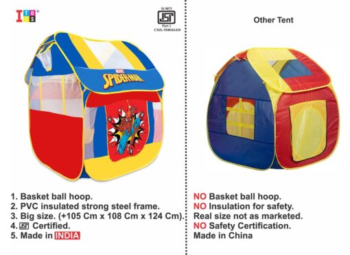 Itoys Marvel Spiderman Pop Up Tent, Foldable Big Pop-Up Playhouse Tent for Kids, Toddler and Baby, Indoor & Outdoor theme Play Tent - Image 5