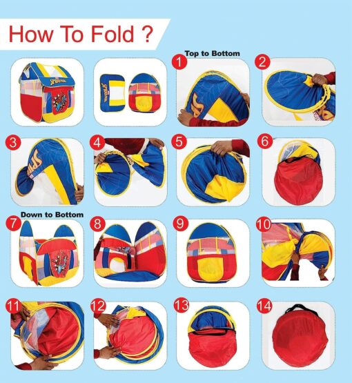 Itoys Marvel Spiderman Pop Up Tent, Foldable Big Pop-Up Playhouse Tent for Kids, Toddler and Baby, Indoor & Outdoor theme Play Tent - Image 6
