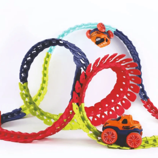 Kipa Monster Wheels-163 Pcs Changeable Track Glow in The Dark with Led Train Toy - Electric Bendable DIY Race Assembled Car Truck Tracks Vehicle Playsets for Age 3-7 Year Boys, Girls & Kids - Image 2