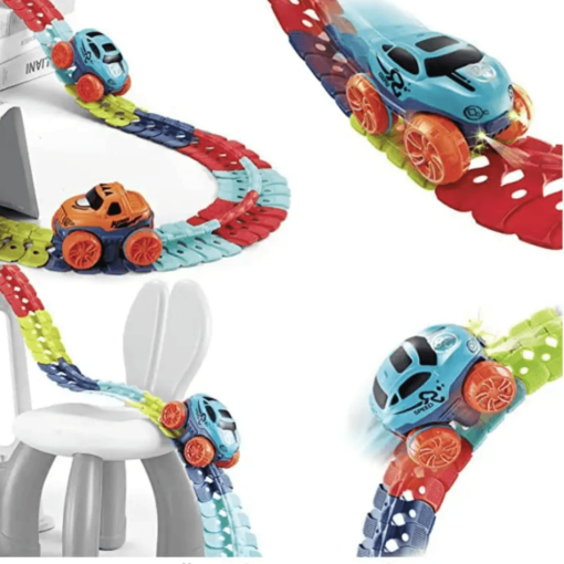 Kipa Monster Wheels-163 Pcs Changeable Track Glow in The Dark with Led Train Toy - Electric Bendable DIY Race Assembled Car Truck Tracks Vehicle Playsets for Age 3-7 Year Boys, Girls & Kids - Image 4