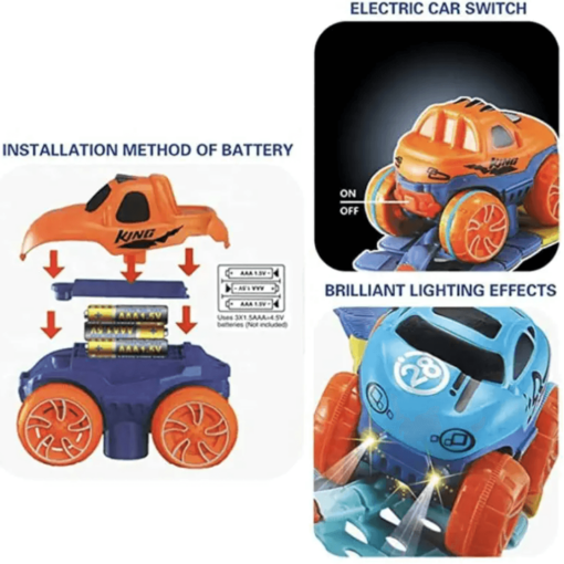 Kipa Monster Wheels-163 Pcs Changeable Track Glow in The Dark with Led Train Toy - Electric Bendable DIY Race Assembled Car Truck Tracks Vehicle Playsets for Age 3-7 Year Boys, Girls & Kids - Image 5