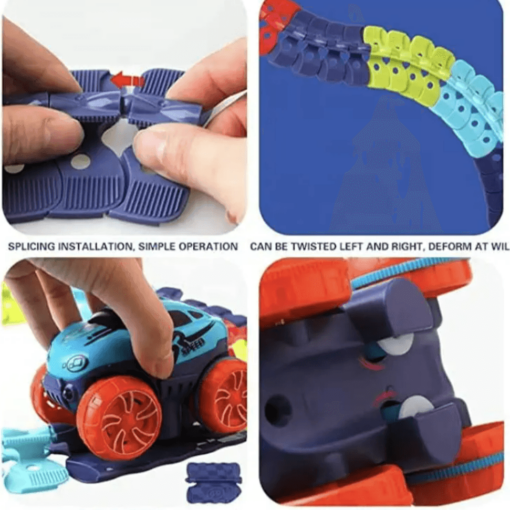 Kipa Monster Wheels-163 Pcs Changeable Track Glow in The Dark with Led Train Toy - Electric Bendable DIY Race Assembled Car Truck Tracks Vehicle Playsets for Age 3-7 Year Boys, Girls & Kids - Image 6