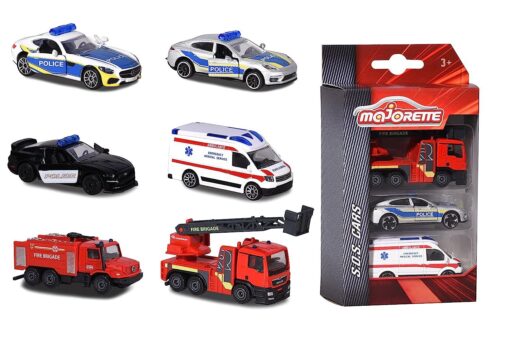 Majorette S.O.S 3-Piece Die Cast Vehicles Collectible Model Toys for Kids 3+ Years, Perfect for Birthdays Gifts and Playtime Fun for baby & Toddler