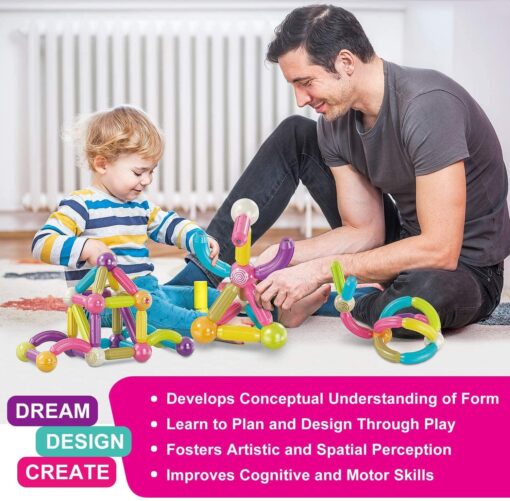 Magplay Roundels Magnetic Toys for Kids - Balls and Stick Constructing Set of 64 Pcs. and Educational Game for Kids - Age 3+ Yrs - Image 8