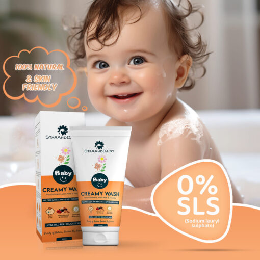 StarAndDaisy Baby Body Wash - No Tears Creamy Wash for Baby's Soft Skin with Sandalwood Fragrance (200 ML- Ph 5.5) - Image 3