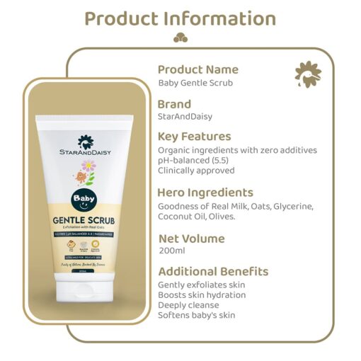 StarAndDaisy Baby Creamy Scrub - Gentle Creamy Scrub for Baby with Real Milk & Oats - 200ML - Image 7